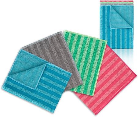 | Ekonomik Paket, Yağ &amp; Kir Sökücü, İz Bırakmaz, Ekstra Emici, Hızlı Kuruyan Mikrofiber Temizlik Bezi, Mutfak, Banyo, Ofis, Kafe, Otel, Mağaza, Araba 4’lü Paket