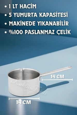 14 Cm Paslanmaz Çelik Kaçerola Sütlük Mini Yumurta Haşlama Tavası Gümüş, 7480000717447