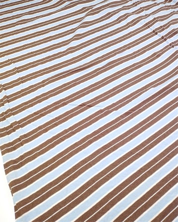 Kahve Rengi Ekru Mavi Enine Çizgili İnce Esnek Yumuşak Süprem Penye Kumaş Tişörtlük & Elbiselik 140x200cm