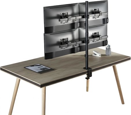 STD5704B 17"-32" Dörtlü Monitör Standı, 2x2 Kurulum, Trader/Yazılımcı Monitör Kolu/Tutucu, 735mm Direk Yükseklik Ayarlı, VESA (4x7kg)