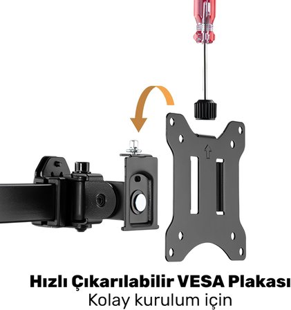 STD5704B 17"-32" Dörtlü Monitör Standı, 2x2 Kurulum, Trader/Yazılımcı Monitör Kolu/Tutucu, 735mm Direk Yükseklik Ayarlı, VESA (4x7kg)