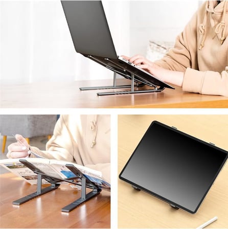 AS-70 7 Kademeli Alüminyum Taşınabilir Laptop Notebook Tablet Standı Katlanabilir Portatif Macbook Metal Stant 10 inç-16 inç uyumlu