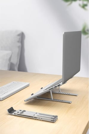 AS-70 7 Kademeli Alüminyum Taşınabilir Laptop Notebook Tablet Standı Katlanabilir Portatif Macbook Metal Stant 10 inç-16 inç uyumlu