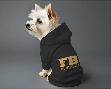 Kedi ve Köpek Kıyafeti &amp; Elbisesi Siyah Hoodie FBI XS