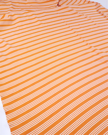 Turuncu Renkte Enine Çizgili İnce Yumuşak Esnek Kaşkorse Örme Kumaş Elbiselik & Bluzluk En: 100cm