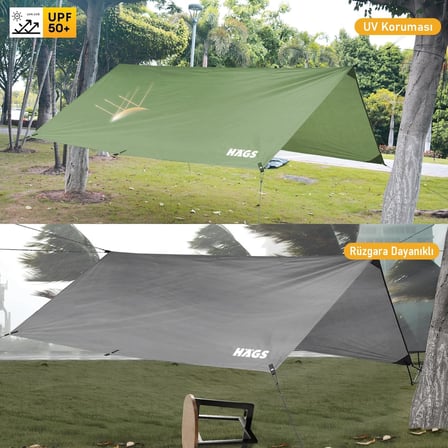 Tarp Gölgelik Tente, Taşınabilir Örtü Branda Çok İşlevli Outdoor Açık Hava Kamp Seyahat Tente Branda Güneşlik Karavan Tente Yan Çadır Gölgelik - 300x400 cm - Siyah