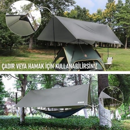 Tarp Gölgelik Tente, Taşınabilir Örtü Branda Çok İşlevli Outdoor Açık Hava Kamp Seyahat Tente Branda Güneşlik Karavan Tente Yan Çadır Gölgelik - 300x400 cm - Siyah
