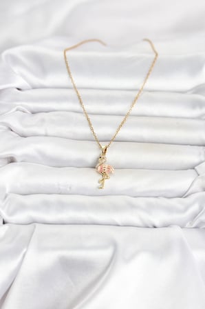 316L Çelik Zincir Gold Renk Flamingo Model Kadın Kolye