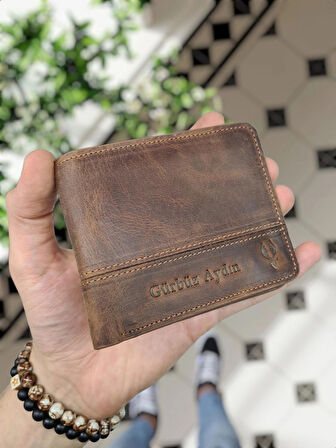 VİSSO 229 Fındık Kahve HAKİKİ DERİ İSME ÖZEL YAVRU GEÇME KARTLIKLI KADIN ERKEK CÜZDAN Çanta Erkek Kadın Fındık Matrix