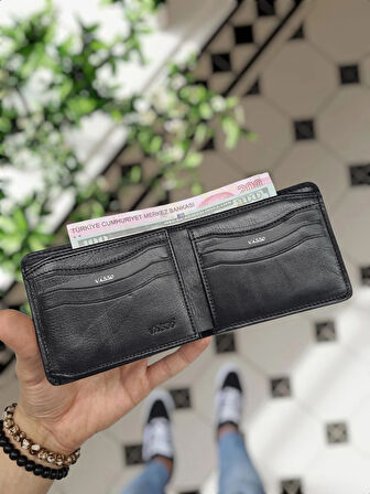 VİSSO 229 Siyah HAKİKİ DERİ İSME ÖZEL YAVRU GEÇME KARTLIKLI KADIN ERKEK CÜZDAN Çanta Erkek Kadın Siyah