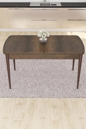Are Serisi 80x132 Barok Ahşap Desen Masa Takımı 4 Antrasit Sandalye Gümüş Halkalı 1 Bench