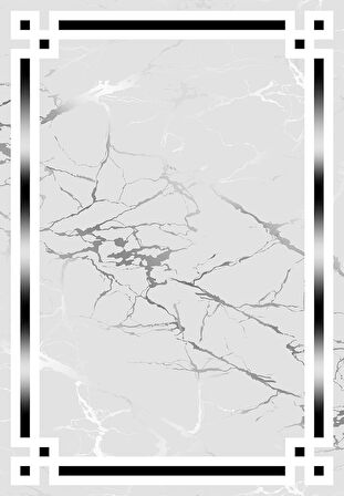 Gri Pvc Deri Kaymaz Taban Çerçeve Salon Saçaksız Halı B1213