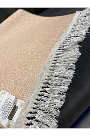 Gümüş Pvc Deri Kaymaz Taban Çerçeve Salon Saçaksız Halı B1223