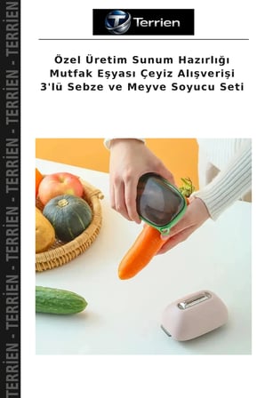 Özel Üretim Sunum Hazırlığı Mutfak Eşyası Çeyiz Alışverişi 3'lü Sebze ve Meyve Soyucu Seti