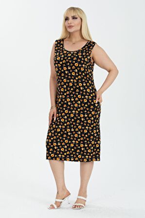 Yazlık Kolsuz Cepli Büyük Beden Elbise 22C-2390