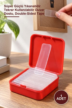 1 Adet Nano Pu Jel Çift Taraflı Bant – Süper Güçlü Yıkanabilir Tekrar Kullanılabilir Duvar Dostu, Double-Sided Tape
