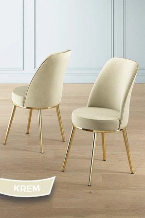 Lai Serisi 90x168 Lak Panel Antrasit Ironi Gold Ayak Masa Takımı 6 Krem Sandalye