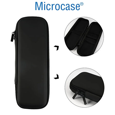 Microcase Dokunmatik Kalem Pencil Kalemlik Fırça Set Kulaklık Kablo Organizer Kılıfı 21x9cm - SİYAH AL5356