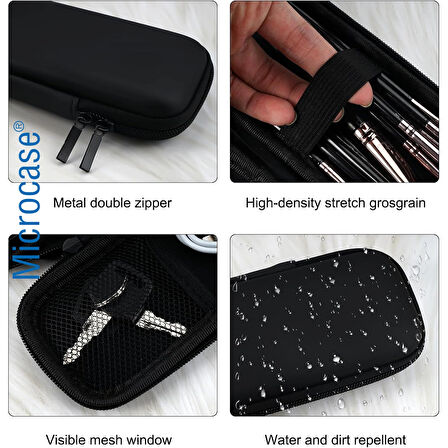Microcase Dokunmatik Kalem Pencil Kalemlik Fırça Set Kulaklık Kablo Organizer Kılıfı 21x9cm - SİYAH AL5356