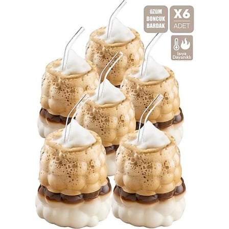 Delux Serisi Çeyiz Ürünü Üzüm Bardak Seti (60 ML) - 6 ADET