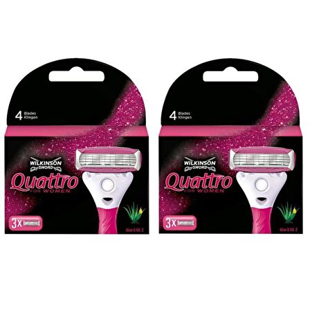 Wilkinson Sword Quattro Kadın Tıraş  Bıçağı Yedek Başlık | 2 Paket - 6 Adet