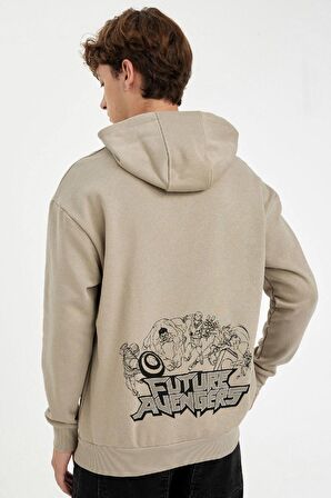 DeFacto Haki Marvel Avengers Boxy Fit Kapüşonlu Sırt Baskılı Sweatshirt C6515AX24AUKH475