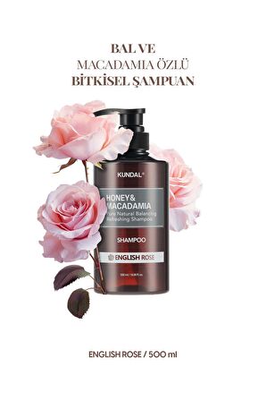 Kırılma Karşıtı, Besleyici Şampuan Kundal Honey & Macadamia Nature Shampoo 500ml (English Rose)
