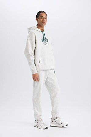 DeFactoFit NBA Milwaukee Bucks Kalın Jogger Eşofman Altı Standart Fit Beli Bağcıklı Cepli D6701AX25SPGR421
