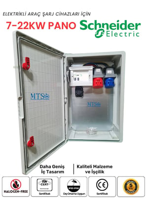 Schneider Elektrikli Araç Şarj Panosu 22 kW 7.4 kW IP66 Kilitlenebilir