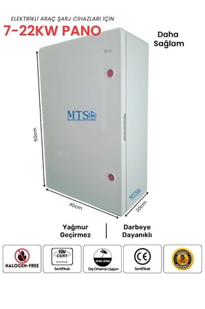 Siemens Elektrikli Araç Şarj Kutusu 22kW + 7.4kW IP66 Kilitlenebilir Pano