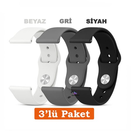 Huawei Watch 3 GT GT2 GT2e GT3 GT4 GT5 Pro SE Elite 46mm Uyumlu 22mm 3'lü Paket Silikon Kordon Seti
