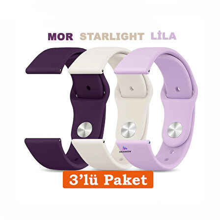 Huawei Watch 3 GT GT2 GT2e GT3 GT4 GT5 Pro SE Elite 46mm Uyumlu 22mm 3'lü Paket Silikon Kordon Seti