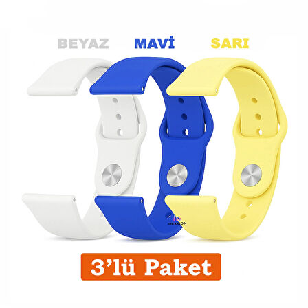 Huawei Watch 3 GT GT2 GT2e GT3 GT4 GT5 Pro SE Elite 46mm Uyumlu 22mm 3'lü Paket Silikon Kordon Seti