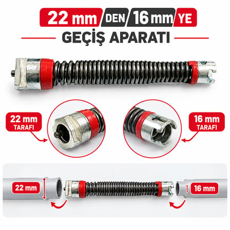 Kanal Açma Makinesi Yayı İçin 22 Mm Den 16 Mm Geçiş Aparatı