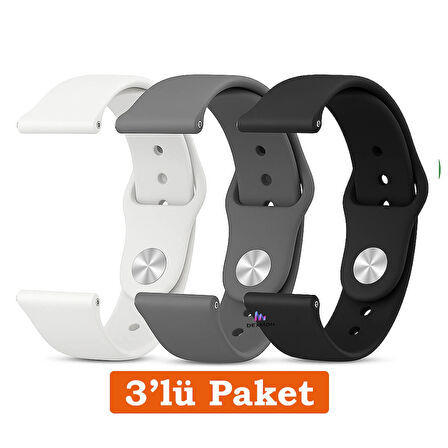 Huawei Watch 3 GT GT2 GT2e GT3 GT4 GT5 Pro SE Elite 46mm Uyumlu 22mm 3'lü Paket Silikon Kordon Seti