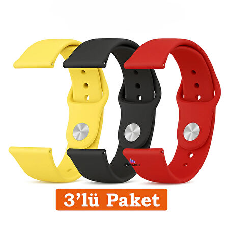 Huawei Watch 3 GT GT2 GT2e GT3 GT4 GT5 Pro SE Elite 46mm Uyumlu 22mm 3'lü Paket Silikon Kordon Seti