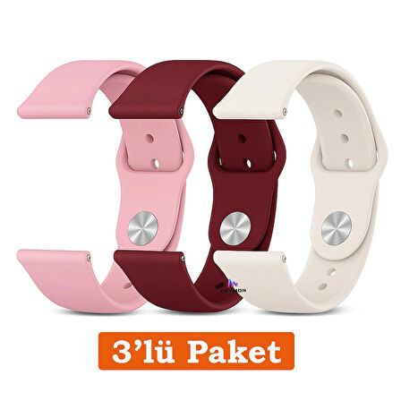 Huawei Watch 3 GT GT2 GT2e GT3 GT4 GT5 Pro SE Elite 46mm Uyumlu 22mm 3'lü Paket Silikon Kordon Seti