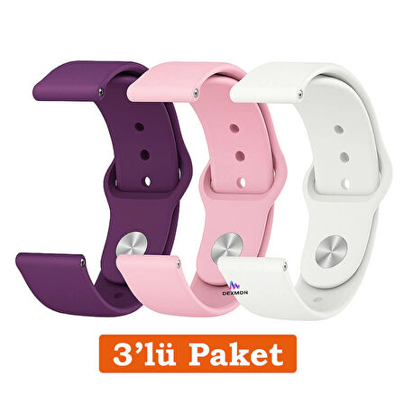 Huawei Watch 3 GT GT2 GT2e GT3 GT4 GT5 Pro SE Elite 46mm Uyumlu 22mm 3'lü Paket Silikon Kordon Seti