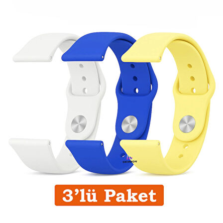 Huawei Watch 3 GT GT2 GT2e GT3 GT4 GT5 Pro SE Elite 46mm Uyumlu 22mm 3'lü Paket Silikon Kordon Seti