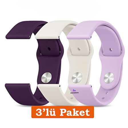Huawei Watch 3 GT GT2 GT2e GT3 GT4 GT5 Pro SE Elite 46mm Uyumlu 22mm 3'lü Paket Silikon Kordon Seti
