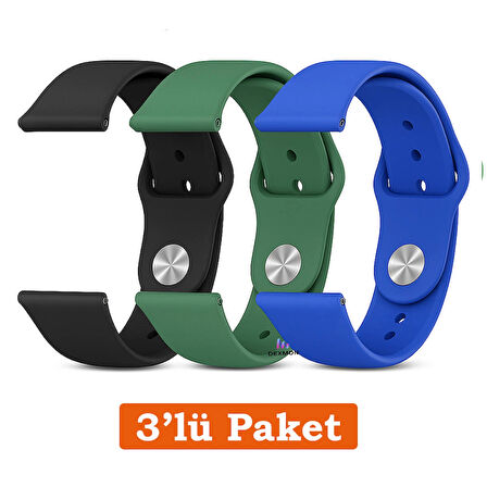 Huawei Watch 3 GT GT2 GT2e GT3 GT4 GT5 Pro SE Elite 46mm Uyumlu 22mm 3'lü Paket Silikon Kordon Seti