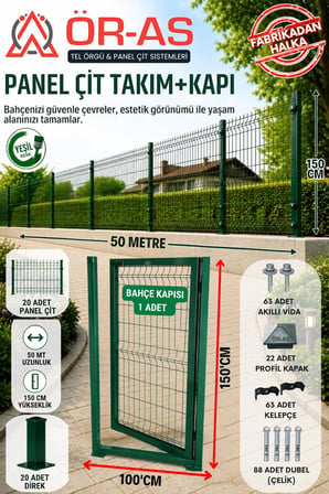 Panel Çit Takım ( 150 Cm Yükseklik 50 Mt Uzunluk ) ( 100 X 100 Kapı -)