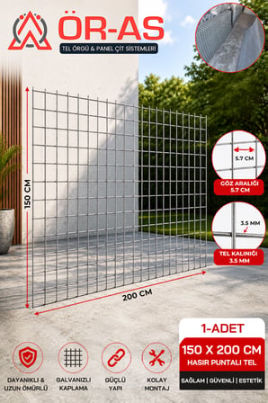 Hasır Tel-( 5.5 x 5.5 Göz Aralıklı - 3.5'mm ) ( 150 x 200 Ebatında )-( 1 ADET )