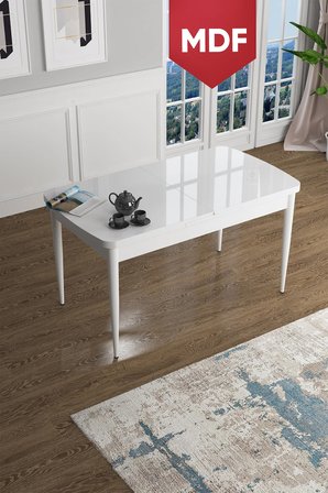Han Serisi, 70x114 Açılabilir Mdf Yemek Masası, Beyaz Masa
