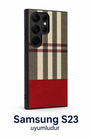 Samsung S23 (Sm-S911B) Plaid Kapak Kilif / Ekran Koruyucu- Kahverengi̇