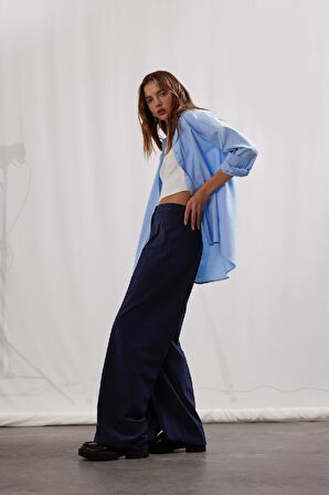 DeFacto Wide Leg Yüksek Bel Standart Boy Kumaş Pantolon C6402AX25SPNV207