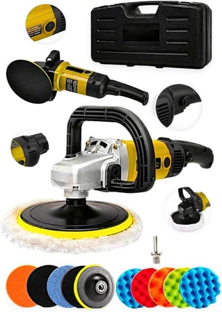 Bakır Sargı Devir Ayarlı Polisaj Makinesi 2000 Watt 180mm 12parça set hediyeli