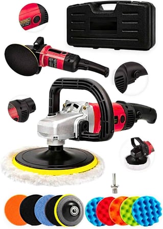 Bakır Sargı Devir Ayarlı Polisaj Makinesi 2000 Watt 180mm 12parça set hediyeli