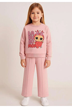 kız çocuk labubu baskılı eşofman takımı