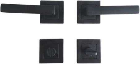 DSYapıAksesuar Lama Siyah Kare Rozetli Kapı Kolu Tuvalet(WC) ve Banyo Kapısı Kolu Rozetli Bir Kapılık WC(1 Takım) DS19